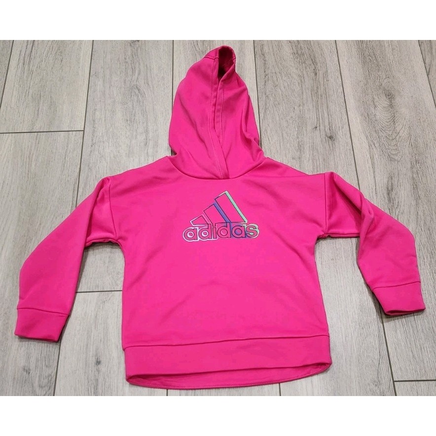 Adidas Girls Sweatshirt Hoodie Size 4 Hot Pink Pullover Logo